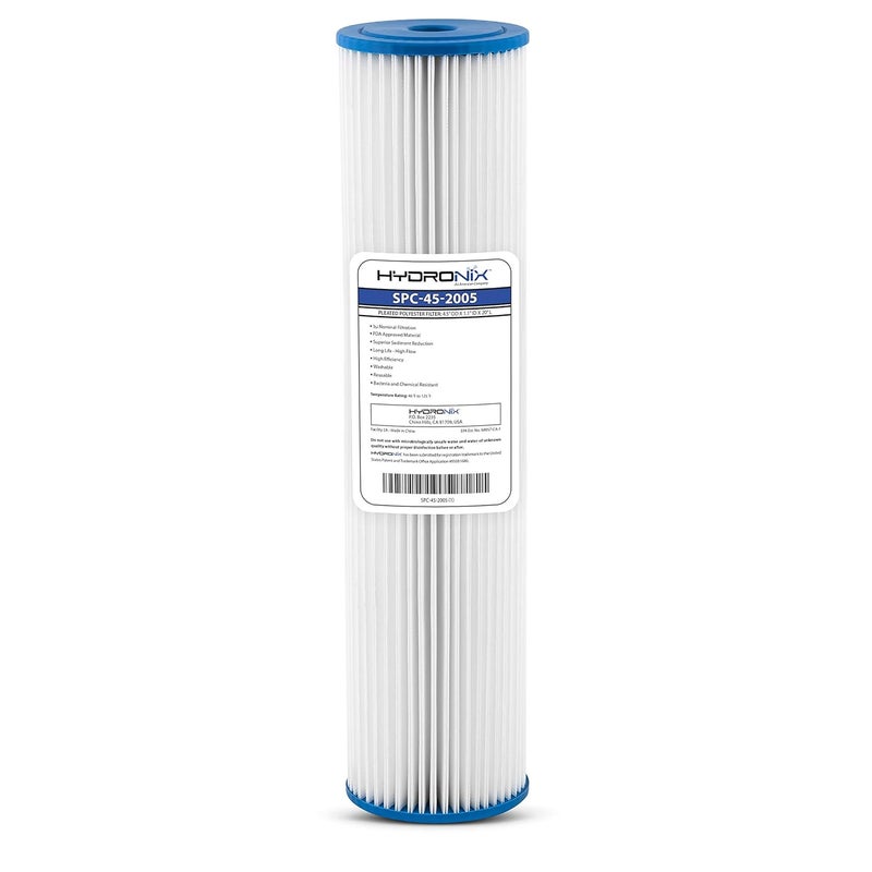 SPC-45-2005 Pleated Water Filter Whole House Commercial Industrial Washable and Reusable, 4.5" x 20" - 5 micron