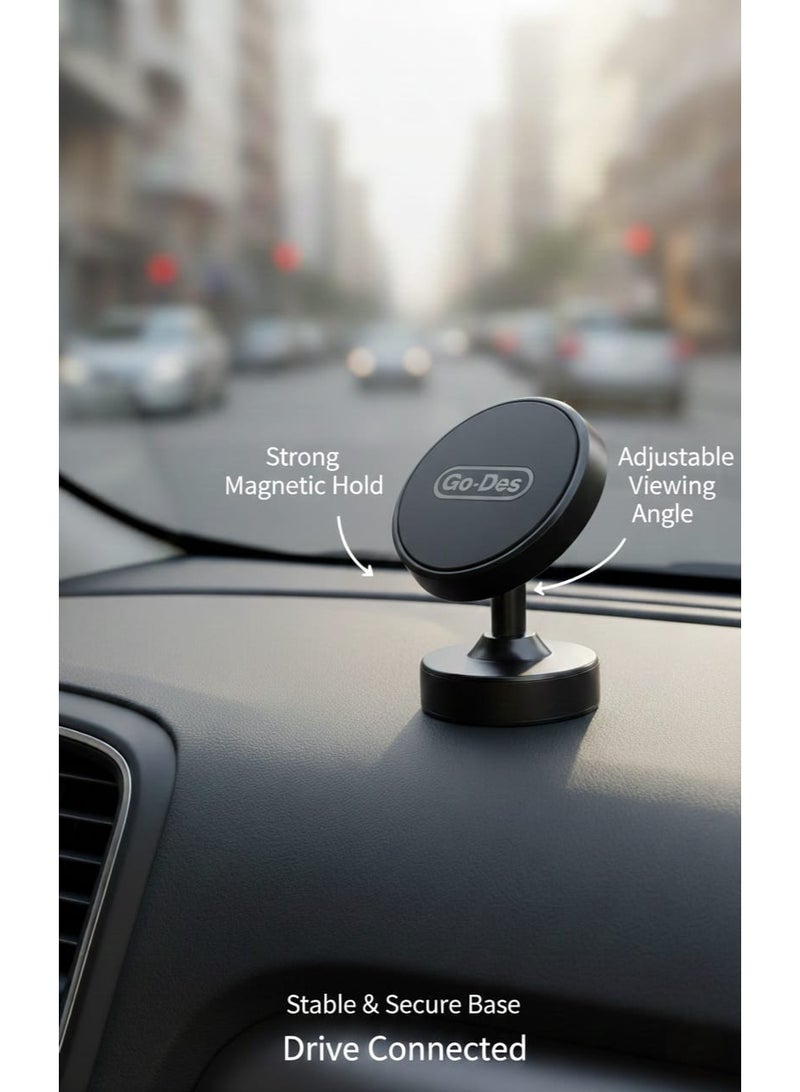 جو-ديز Compact magnetic car phone holder , Dashboard phone mount base , Mini car phone mount , 360 degree rotation phone holder for multiple viewing angles , Equipped with 4 magnets for secure attachment , Car phone holder with high-stability 3M adhesive , Compatible with smartphones , Compact design that saves space , Supports horizontal and vertical phone modes , Closed magnetic field does not affect phone signal , Easy to install and use , Base designed for enhanced stability , Phone holder with metal plate for direct attachment or behind the cover , Suitable for safe driving and answering calls , Vibration resistant on rough roads , Practical solution for mounting phones inside the car cabin , Small magnetic holder for mobile phones , Anti-slip car phone base , Interior car accessory for phone organization , Stable magnetic phone stand , One-touch secure phone mounting , Car accessories for mounting smartphones - Black Color - Image 5