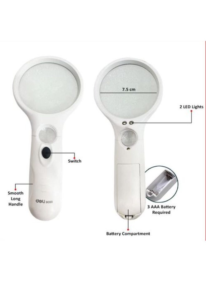 Deli W9099 Pro Series Magnifier with LED 3X 75mm & 11X 28 mm Pack of 1 - Image 1