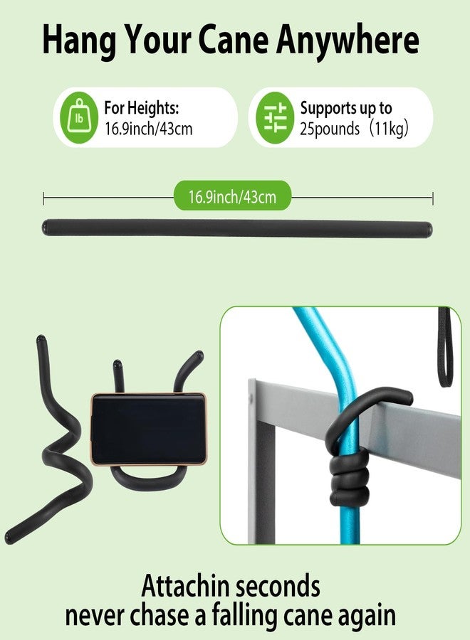 ANABIUP 4 Pack Bendable Cane Holder - Cane Holder with Fixation Grabber Hook Attachments for Walker, Rollator, Mobility Scooter, Wheelchair - Accessory to Hang & Hold Items Within Reach - Image 2