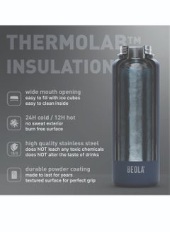 BEOLA 950ml Water Bottle 18/8 Stainless Steel 304 Double Wall Insulated Thermos Bottle with Straw Lid and wide mouth, 2 lids included, Hot Cold Liquids Sports Bottle, 32oz (Mountain Black)  - Image 4