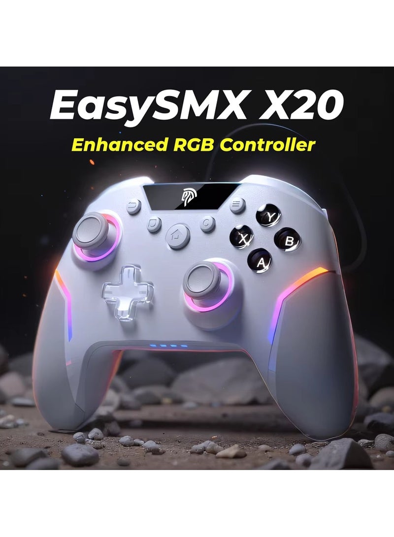 X20 Wireless Gamepad Enhanced Controller Compatible with PC/NS/TV/Phone/Laptop, Hall Micro Triggers Joystick RGB Effect - Image 2