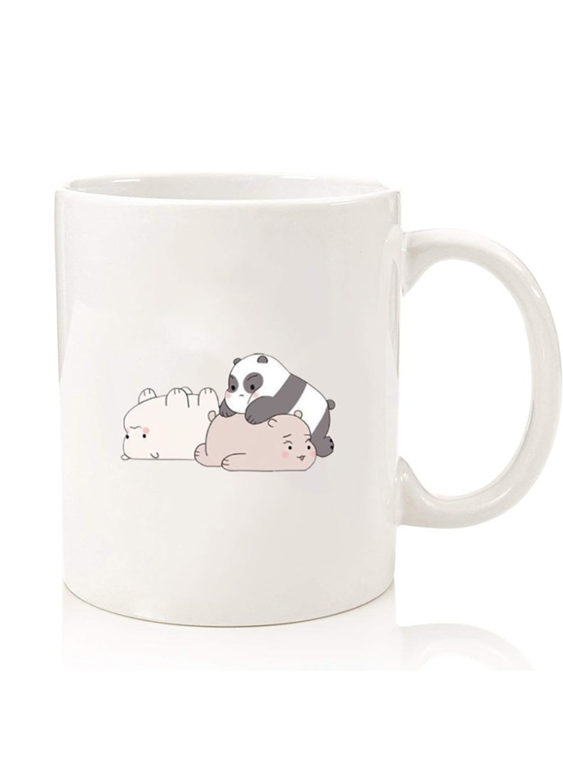 Theodor Premium Quality Two Sided Printed Coffee Mug Tea Cup For Home Office, Kids Men Women Panda friends - Image 1