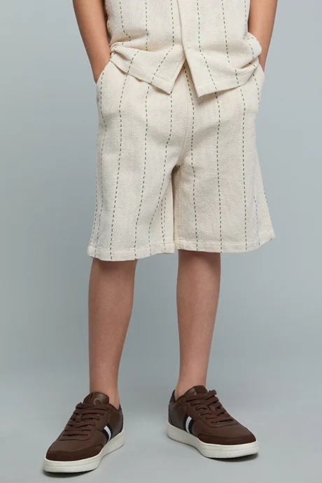 R&B Striped Shorts with Elastic Waist