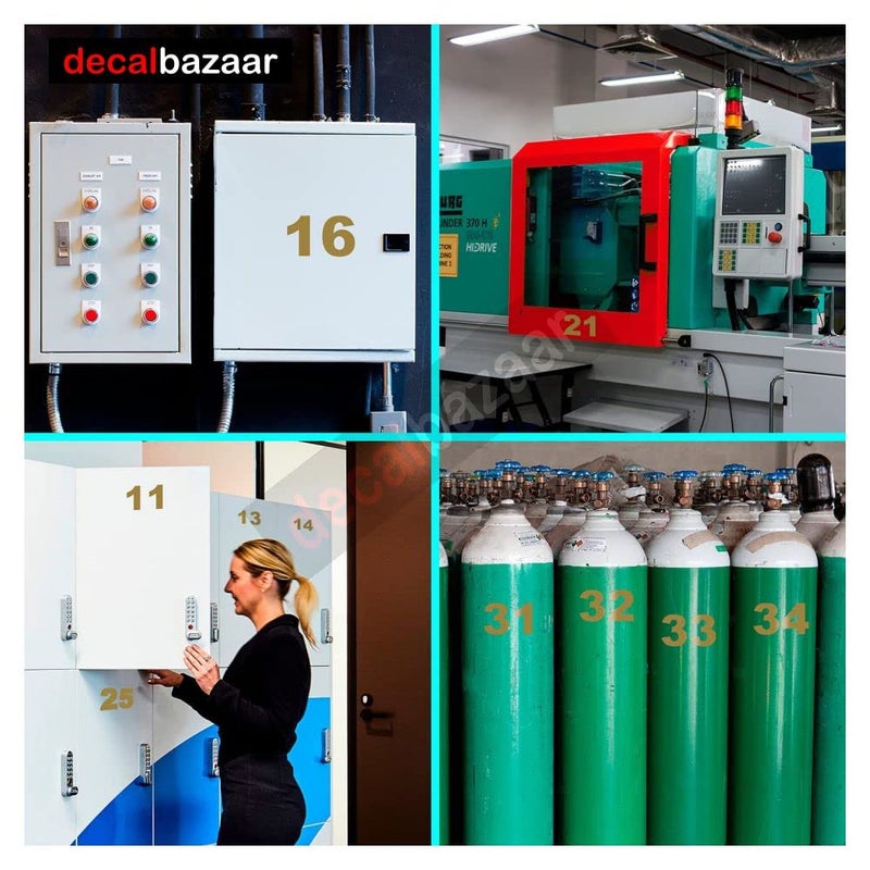 decalbazaar رقم لملصق زجاج السيارة اللامع 4 بوصات ذهبي (مجموعة 2) ، (رمز 20) - Image 5