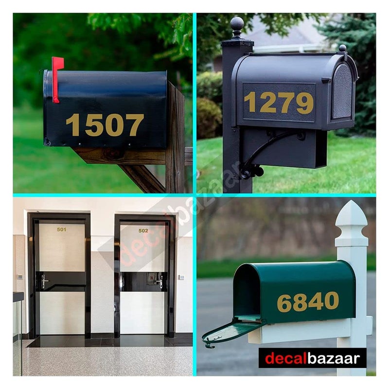 decalbazaar رقم لملصق زجاج السيارة اللامع 4 بوصات ذهبي (مجموعة 2) ، (رمز 20) - Image 3