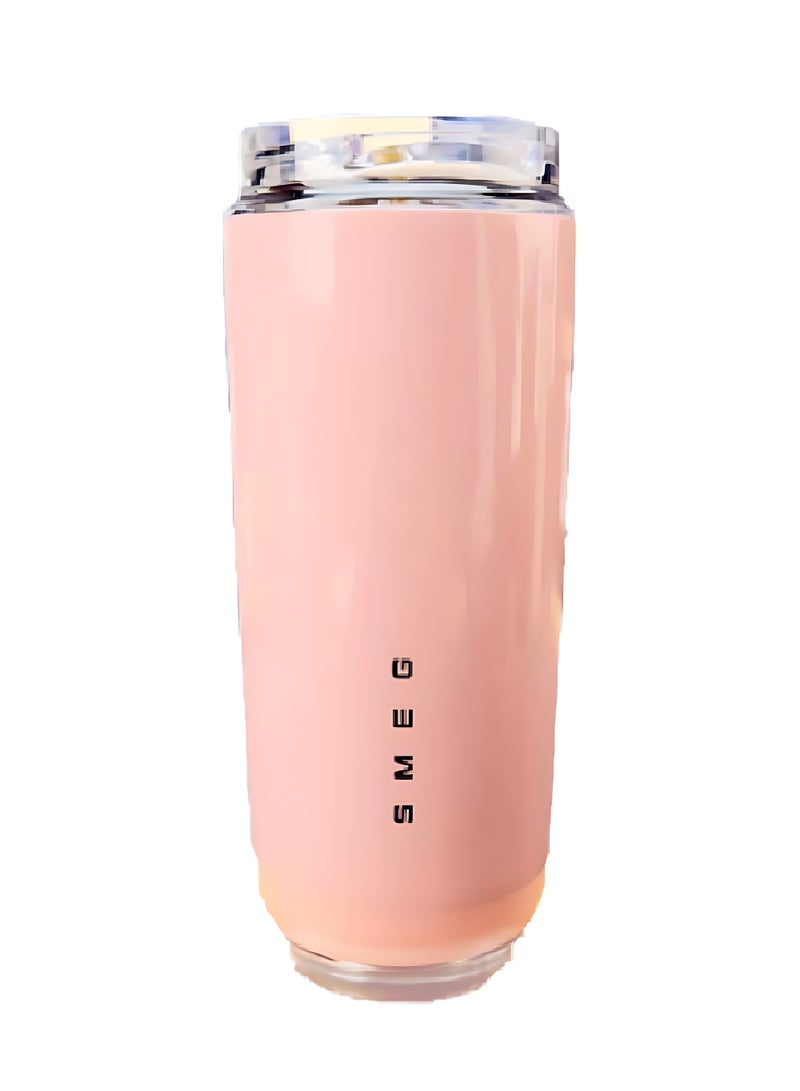 smeg Beverage Cup Travel Portable Car Drinking Cup Stainless Steel Vacuum Leak proof 420ML Coffee Thermos（Pink）  - Image 1