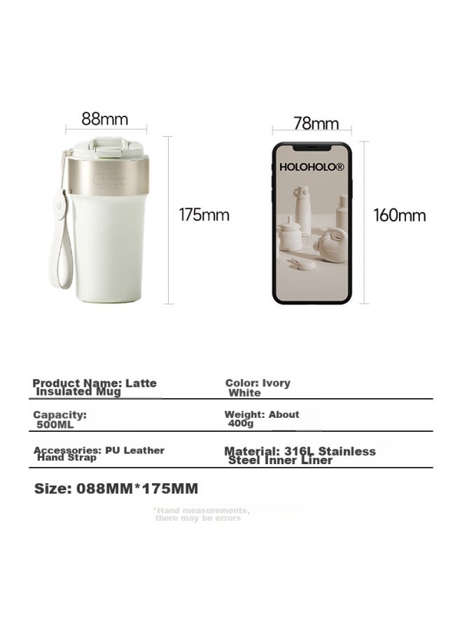 Holoholo Latte Cup Insulated Cup Men's And Women's 316l Stainless Steel Water Cup 500ml Large Capacity Travel Mug - Image 1