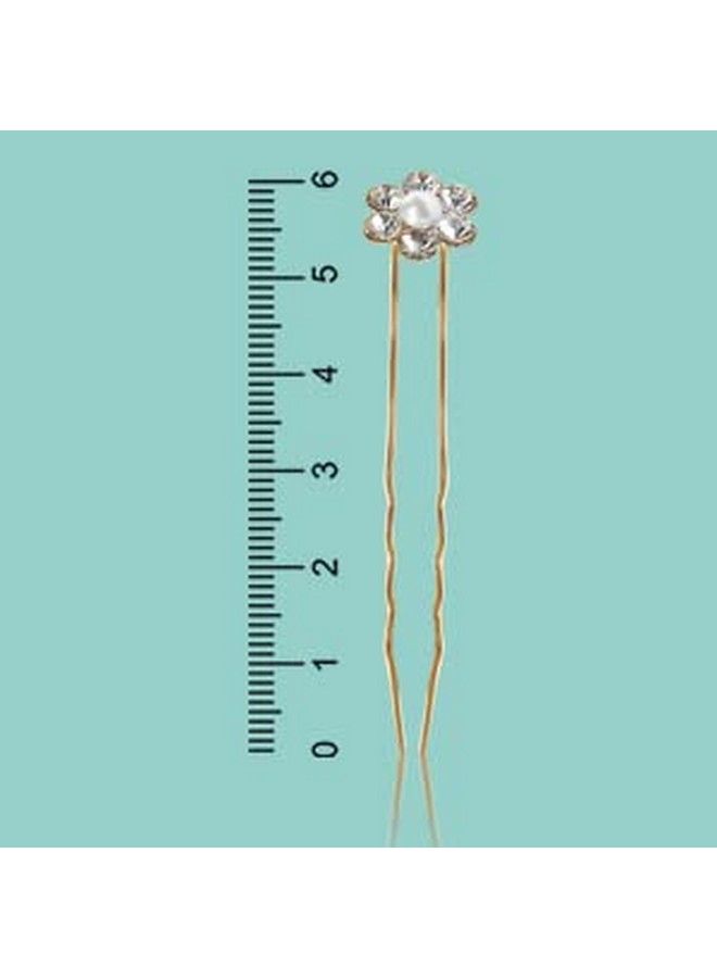 BAOER Updo Hair Accessories Rhinestone 24Pcs Decorative Hair Pin Rhinestone Floral Pins Bridal Hair Jewelry For Wedding Fancy Hair Pin Stone Hair Pins Sparkly Hair Pins For Women 24Pc (Gold) - Image 3