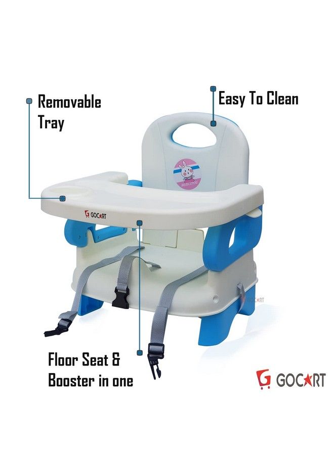 GOCART WITH G LOGO Baby Booster Feeding Chair Easy Travel Chairwith Safety Belt And Removable Dining Tray For Infants And Toddlers (Blue) - Image 5