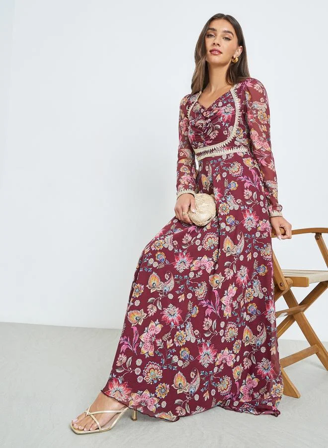 ستايلي فستان طويل بنقشة زهور