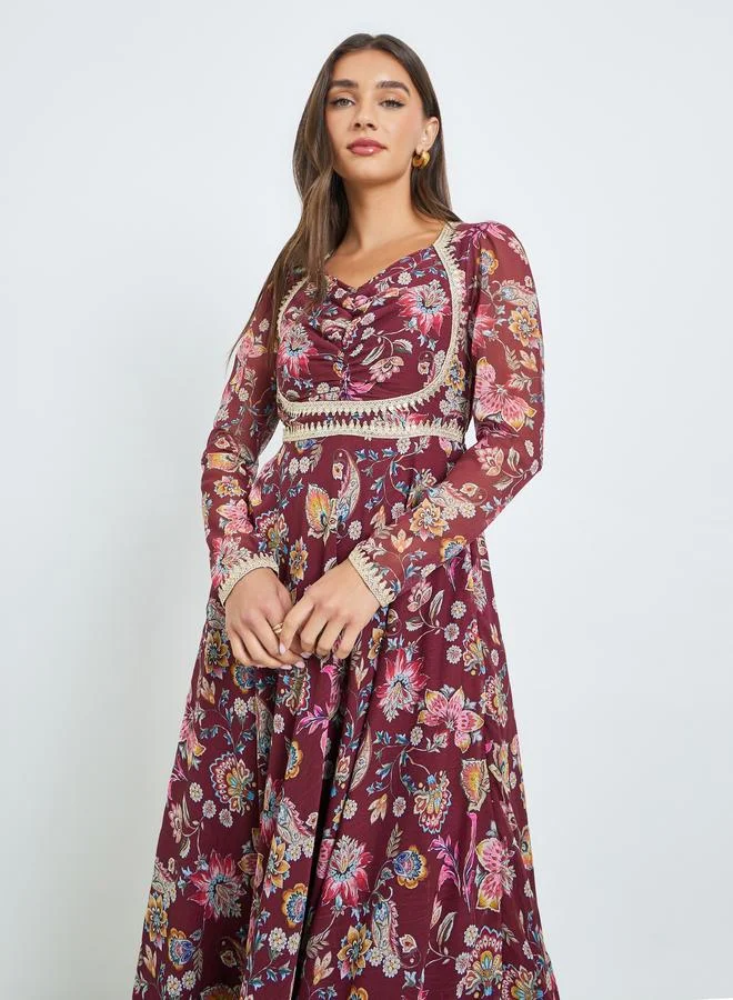 ستايلي فستان طويل بنقشة زهور