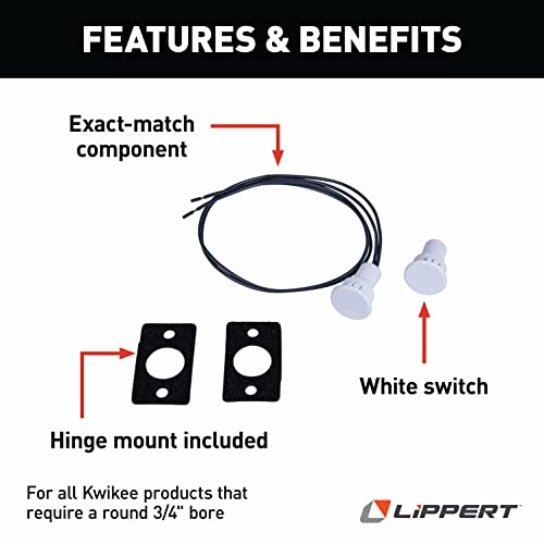 Kwikee Electric Step Replacement Round Magnetic Door Switch with 3/4" Core for RVs & Travel Trailers, White - Image 2