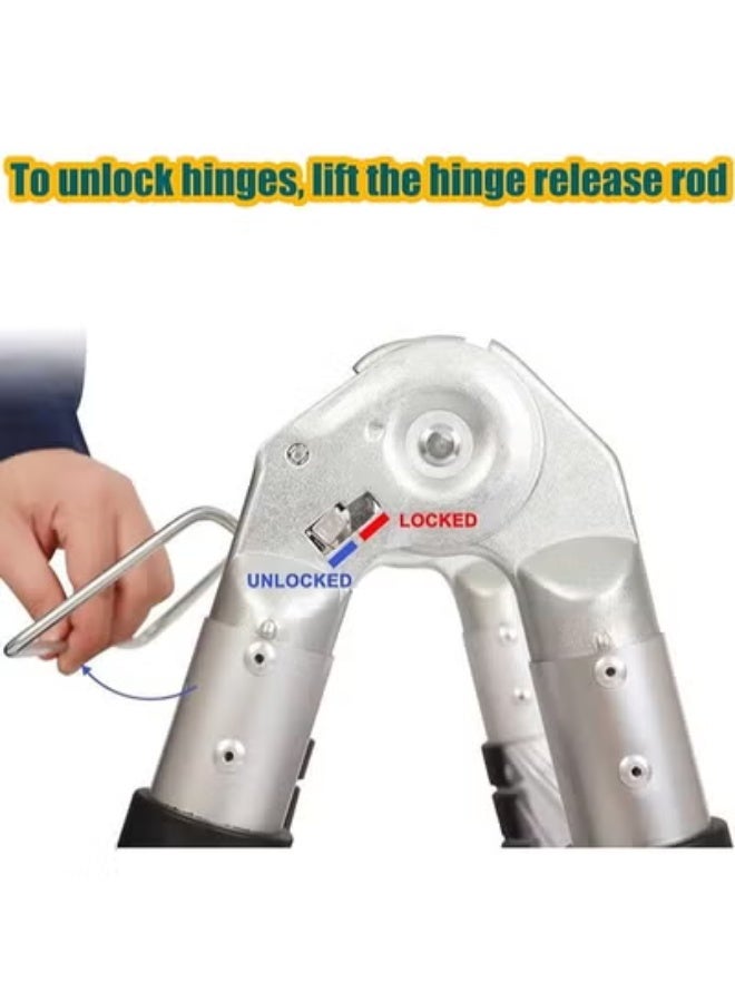 A-Frame Telescopic Ladder 5M (2.5M + 2.5M) – Multi-Purpose Foldable Aluminum Loft Ladder with Stabilizer, Portable 2x8 Steps, Extendable for Tall Roofs, Max Load 330 lbs - Image 3