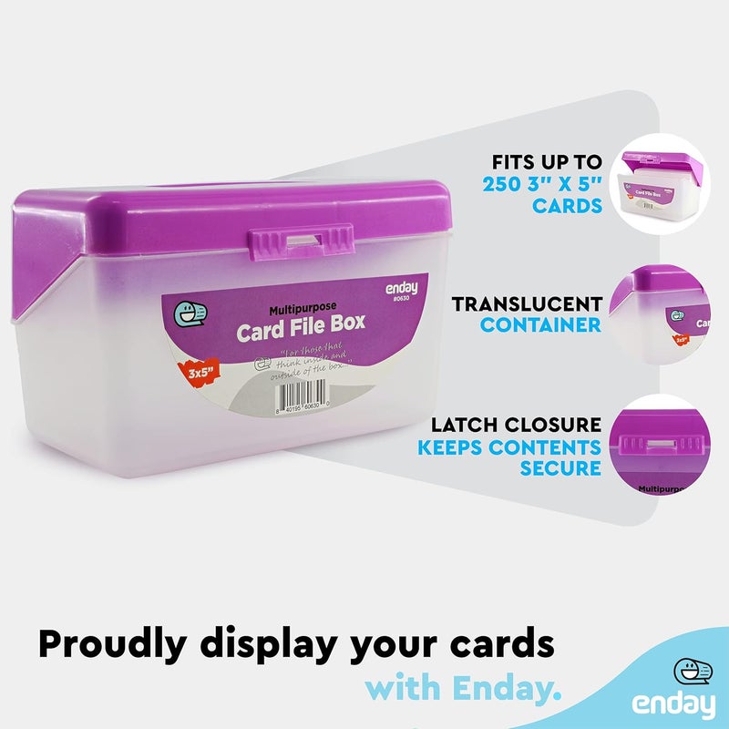 Emraw Index Card Holder 3 x 5 Index Card Case Holds up to 250 Cards Ideal for Filing Notes, Addresses & Recipes, Grey, Pink, Purple, Blue – (Pack of 4) - Image 3