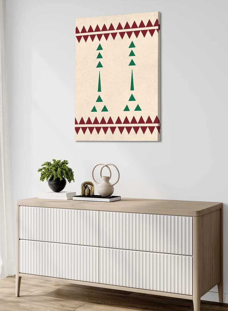 LOWHA Canvas Wall Art Stretched Over Wooden Frame with Saudi Inspired Pattern