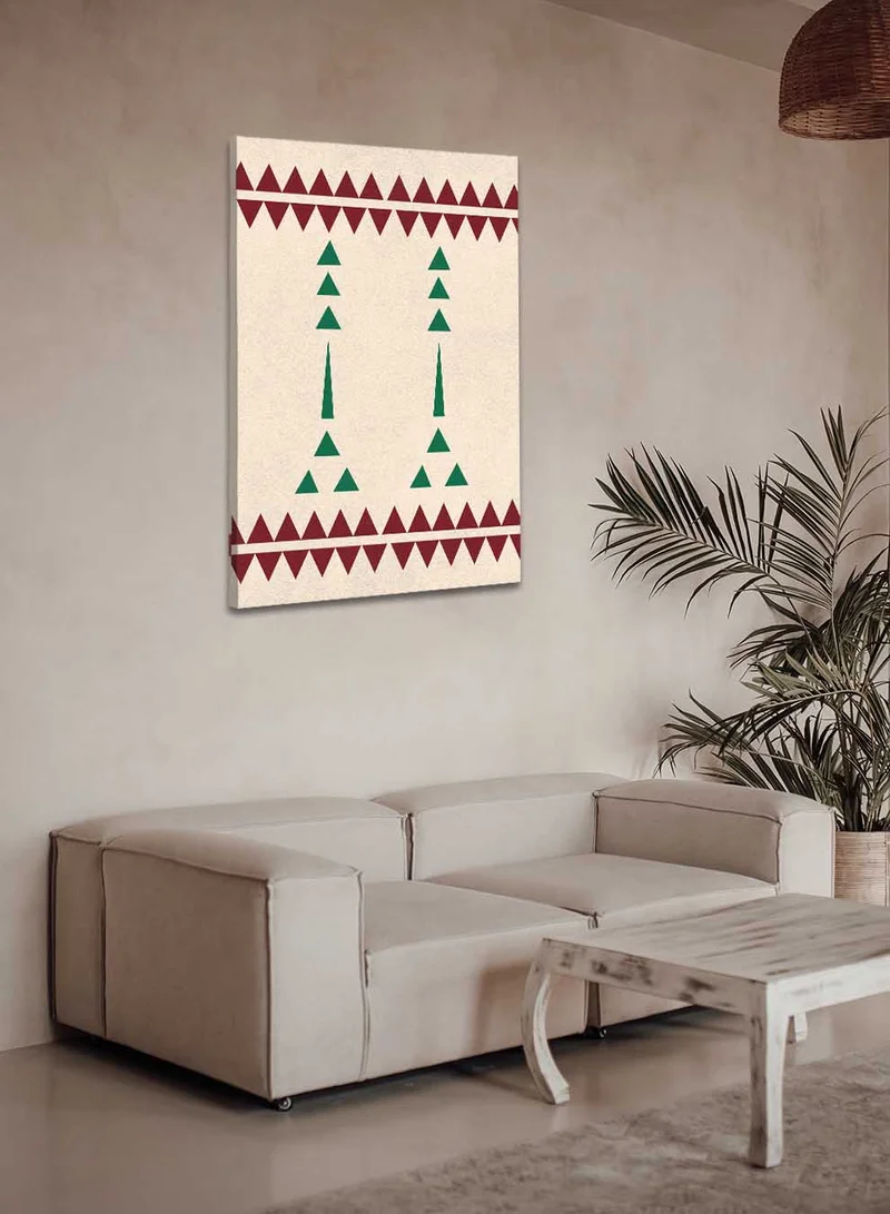 LOWHA Canvas Wall Art Stretched Over Wooden Frame with Saudi Inspired Pattern