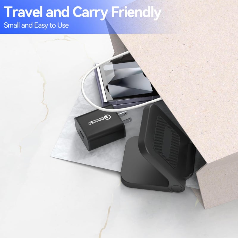 Geyo Wireless Charger for Samsung Galaxy Z Flip, 15W Fast Wireless Charging Stand, Compatible with Z Flip 7/6/5/4, for Motorola Razr/Razr+/Razr Ultra 2025, Non-Fold (QC3.0 Adapter Included) Black - Image 5