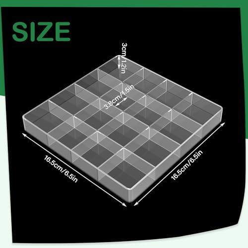 Hiyoo 4 PCS Stackable 16 Grids Jewelry Organizer Tray, Clear Earring Display Stand Ring Storage Tray Plastic Drawer Organizer for Makeup, Accessories, Desk, Vanity - Image 2