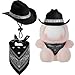 Simgoing 2 Pcs 17cm Doll Cowboy Costume DiamondStudded Cowboy Hat and Scarf for 17cm Mini Toy Western Accessories for Decoration and Display Doll Not IncludeBlack - Image 2