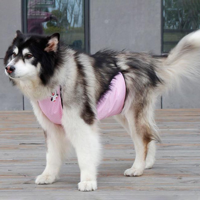 🐾 بيبي لغطاء بطن مقاوم للماء للكلاب والجراء بنمط مربعات قابل للتعديل وردي مقاس صغير جد ا - Image 5