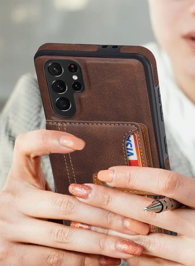 GROIC Design for Samsung Galaxy S23 Ultra 6.8" PU Leather Wallet Shell Magnetic Back Kickstand Card Holder Slots Shockproof Protective Flip Cover - Image 4