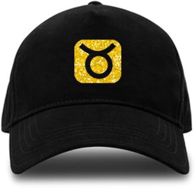 Cap Black Zodiac Taurus,Golden Logo