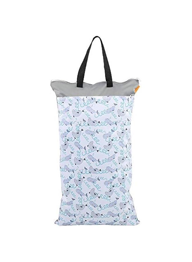 Wet Dry Cloth Diaper Bags, Double Zippers and Double Pockets Large Hanging Reusable Waterproof Wet Pail Bag for Beach Pool Gym Wet Dirty Clothes  - Image 1