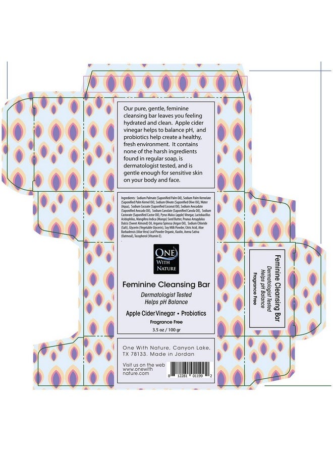 ONE WITH NATURE Feminine Cleansing Bar 3Pack 3.5Oz Fragrancefree Feminine Soap Bar Probiotics Apple Cider Vinegar Omega Fatty Acids Oatmeal Pure Gentle Cleansing Bar For All Skin Face Body  - Image 4