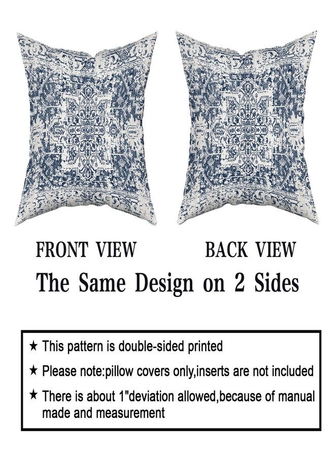 aportt Navy Blue Gray Boho Pillow Covers 20X20 Inch Set of 2 Ethnic Bohemian Carpet Decorative Pillow Cases Farmhouse Rustic Vintage Rug Pillowcase Home Decor for Cushion Room Couch Sofa Porch Outdoor - Image 4