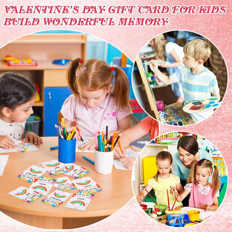 Sabary 32 Sets Valentines Party Favors for Kids Class Valentines Day Gifts Mini Watercolor Paint Set with Easel Valentine Card Painting Canvas Panel Brush for Preschool Classroom Prize Exchange - Image 5