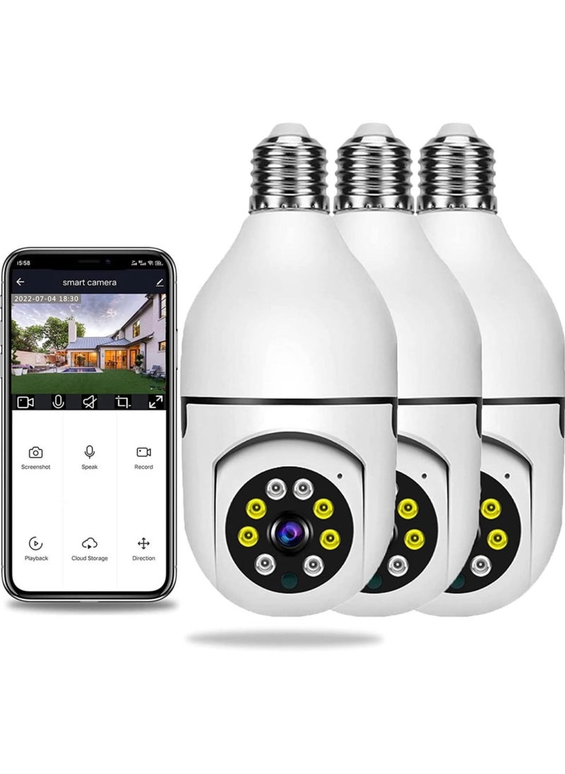 ELTRAZONE ELTERAZONE 3PCS Wireless Light Bulb Camera Outdoor 360 Degree WiFi Security Dome Cameras, 1080p Night Vision Bulb Cameras for Home,Support Cloud Storage & SD Card  - Image 1