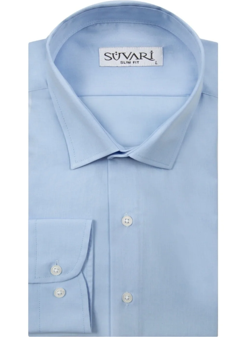 Süvari Slim Fit Light Blue Men's Plain Shirt