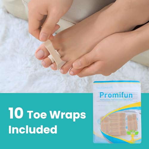 Promifun 10 Pack Fabric Hammer Toe Corrector Reusable Broken Toe Protectors Taped Wraps Hammertoe Straightener Toe Splint for Broken Toe Crooked Toes Bent Toes Brown 5L5S - Image 3