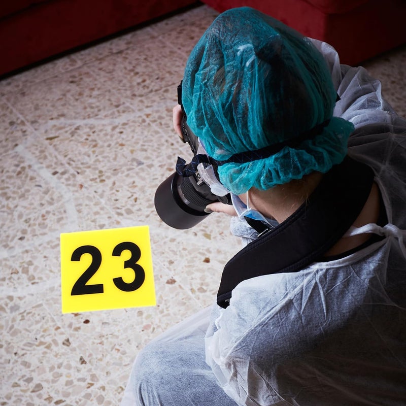 JECOMPRIS 10 قطع علامات الأدلة لبطاقات طاولة رقمية لمشهد الجريمة علامات مثلثية لتزيين حفلات المحققين واستخدام الألعاب - Image 4