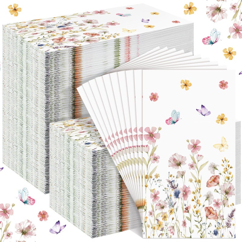 Jetec 200 Pcs Floral Disposable Hand Towels for Bathroom Spring Floral Guest Napkins 2 Ply Flowers Bathroom Guest Towel Napkins Spring Disposable Guests for Birthday Holiday Tea Dinner Party - Image 1