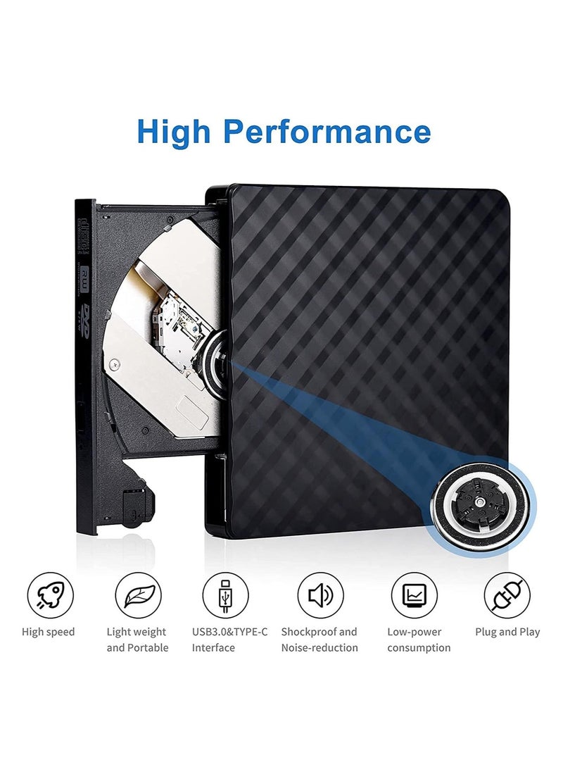 Y&D - External CD DVD Drive, Portable Slim +/-RW Drive Player Burner Writer Reader Rewriter, Optical for Laptop, Desktop, Mac, Macbook, OS/Windows/Linux - Image 1