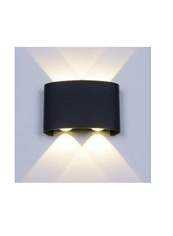 MODI Waterproof Aluminum Body LED Wall Light -2W | Modern LED Wall Sconce Light for Outdoor | Minimal Wall Mount Up and Down Wall Light with 4 LEDs (Black) - Image 1