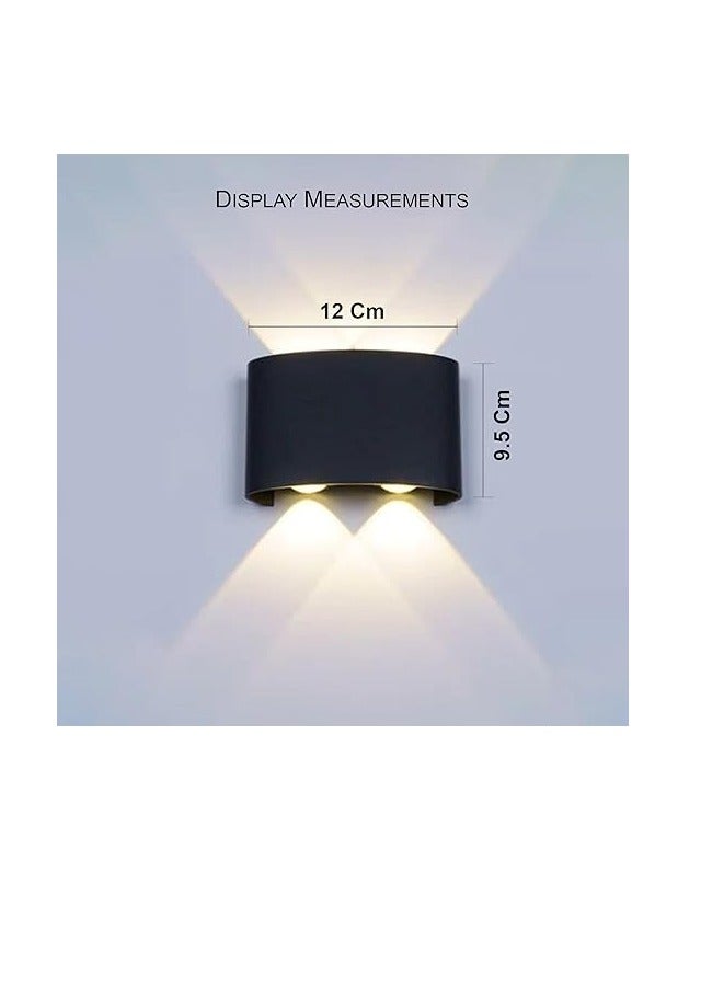 MODI Waterproof Aluminum Body LED Wall Light -2W | Modern LED Wall Sconce Light for Outdoor | Minimal Wall Mount Up and Down Wall Light with 4 LEDs (Black) - Image 2