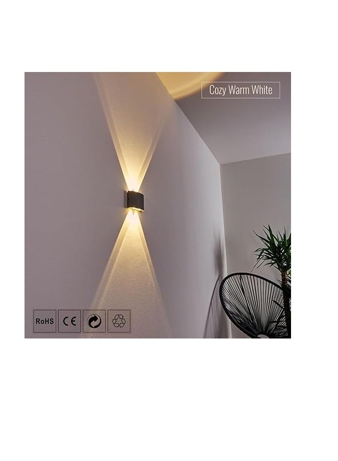 MODI Waterproof Aluminum Body LED Wall Light -2W | Modern LED Wall Sconce Light for Outdoor | Minimal Wall Mount Up and Down Wall Light with 4 LEDs (Black) - Image 5