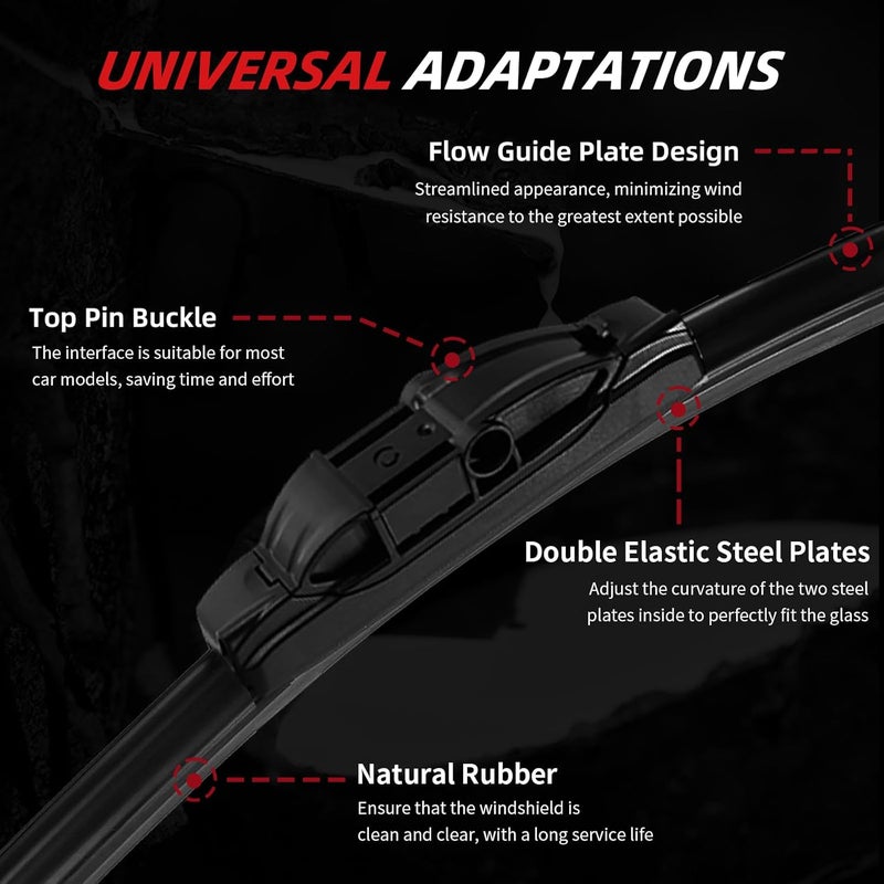 OTUAYAUTO Premium Windshield Wiper Blades - Replacement for BMW X3 2011-2017 - Precision Fit, All-Weather Performance, Front and Rear Wiper Blades, Side Lock - 26"+20"+13" (Pack of 3) - Image 3