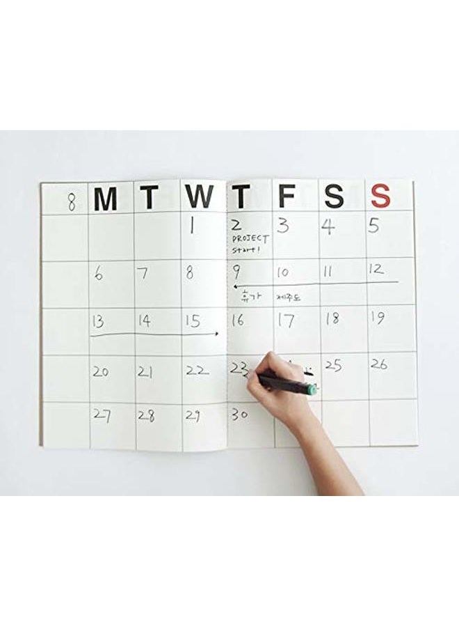 Jstory Big Monthly Planner Stitch Bound Lays Flat Huge Undated Year Round Flexible Cover Goal/Time Organizer Thick Paper Eco Friendly Customizable A3 16 Months 18 Sheets Ver B - Image 4