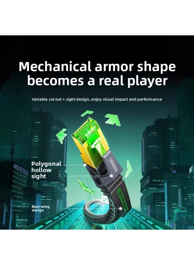 Green Internet Cable Electric Competition 10 Gigabit Home Broadband Computer Network Class 88 Connection High-speed Router Finished Product Shield-Colour:Category 8 10g-40gbps E-sports Level-Line Length:1.5m  - Image 3
