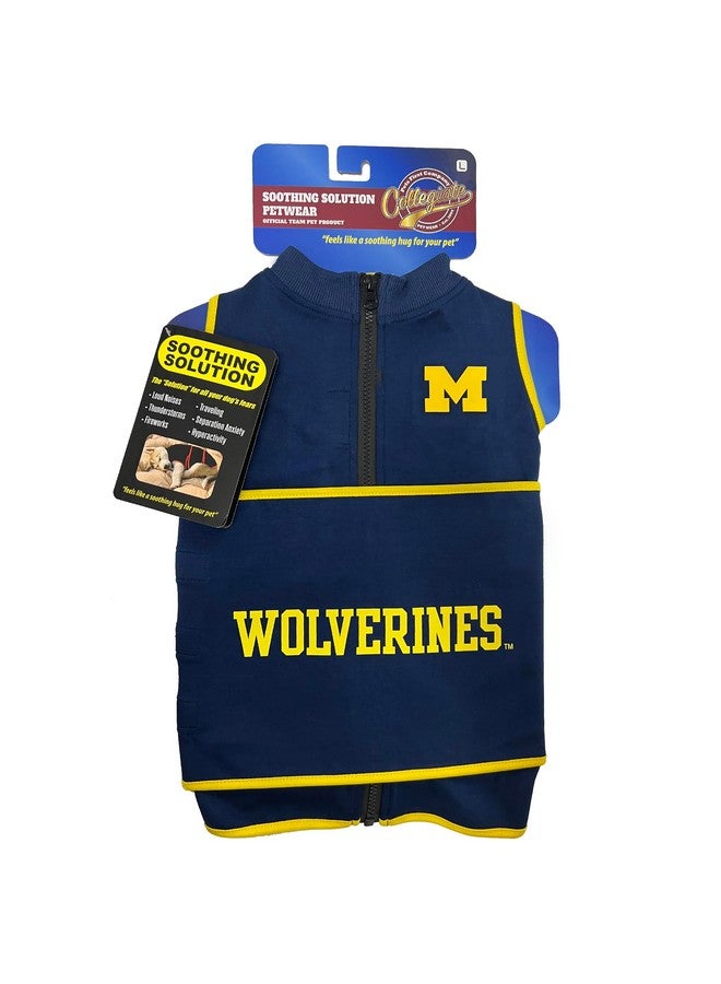 Pets First NCAA Michigan Wolverines Dog Anxiety Shirt Calming Soothing Vest, Dogs Cats with Anxiety, Fears, Fireworks, Loud Noises, Dark, Lonely Keeps Dogs Calm & Feeling Safe, Relaxing Jacket, Small - Image 1