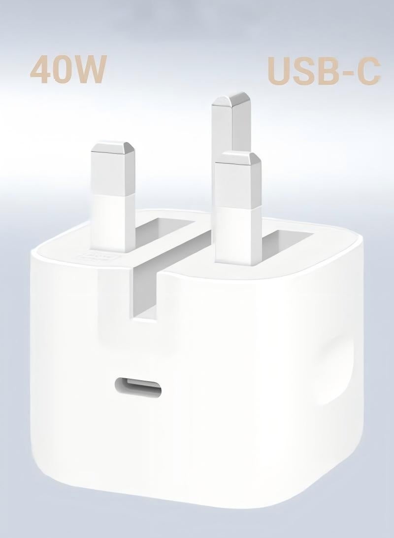 ULIOVA شاحن USB-C فائق السرعة 40 واط، ضغط ديناميكي AVS، متوافق مع أبل/سامسونج/هواوي، أبيض - Image 1