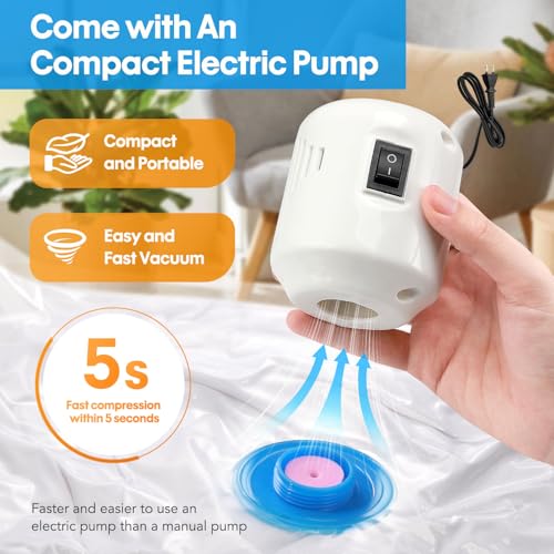 Hatisan 10 Pack Travel Vacuum Storage Bags With Electric Pump, Vacuum Seal Bags for Clothing, Vacuum Sealer Bags for Luggage, Travel Essentials - Image 4