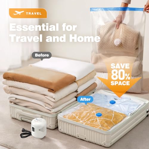 Hatisan 10 Pack Travel Vacuum Storage Bags With Electric Pump, Vacuum Seal Bags for Clothing, Vacuum Sealer Bags for Luggage, Travel Essentials - Image 2