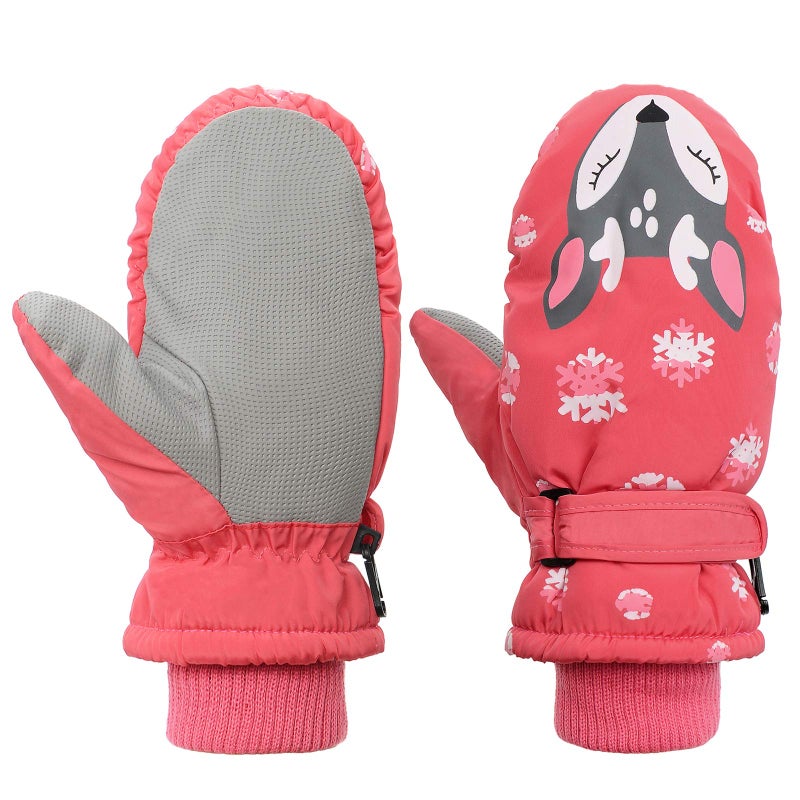 American Trends Toddler Mittens Winter Snow Glove waterproof mitten Warm Fleece Kid Ski Gloves for Boys Girls Pink Fox M - Image 1