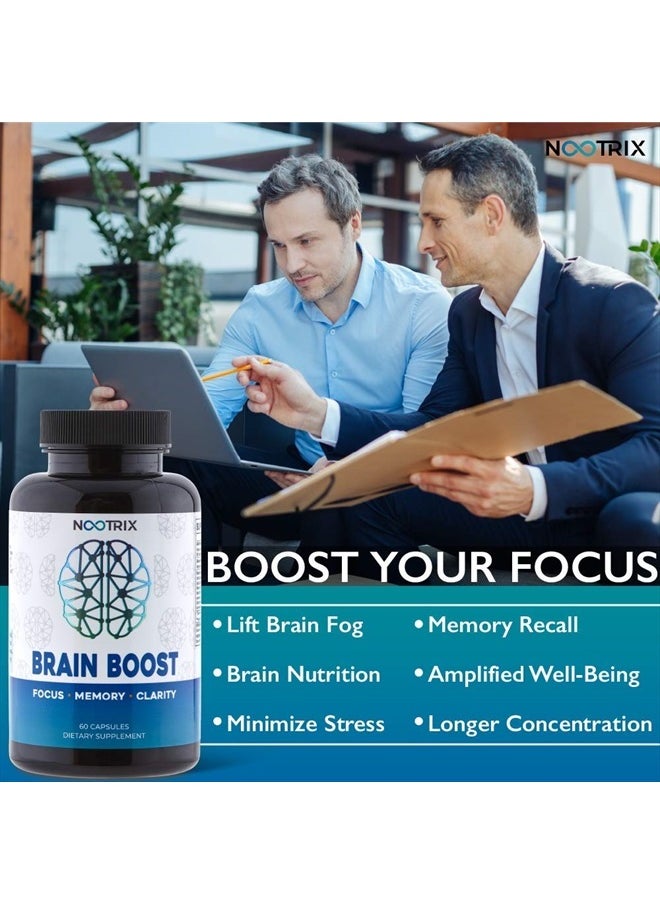 Nootrix - Brain Boost - Premium Nootropic Supplement - Improves Cognitive Function & Memory, Enhances Focus, Boosts Concentration & Provides Clarity with Ginkgo Biloba (60 Count (Pack of 1)) - Image 1