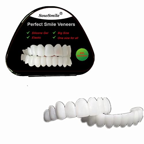 SowSmile Big Size Silicone Gel Snap on Perfect Smile Cosmetic Teeth Tooth Cover Bleach Whitening Brace with Storage Box - Image 1